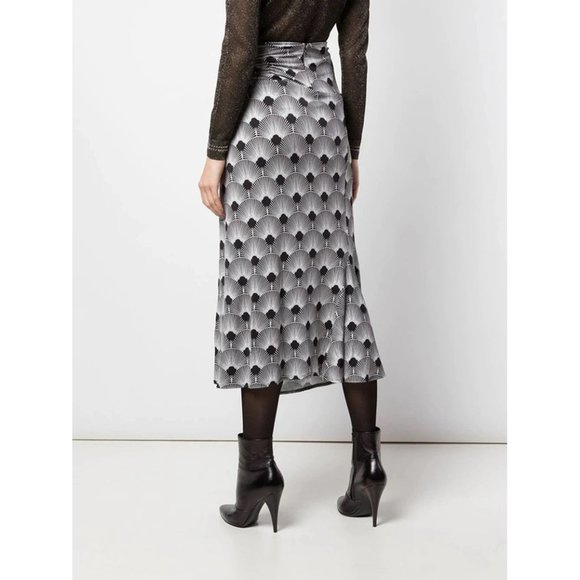NWT Paco Rabanne Black and White Printed Midi Skirt 38 - Picture 3 of 12